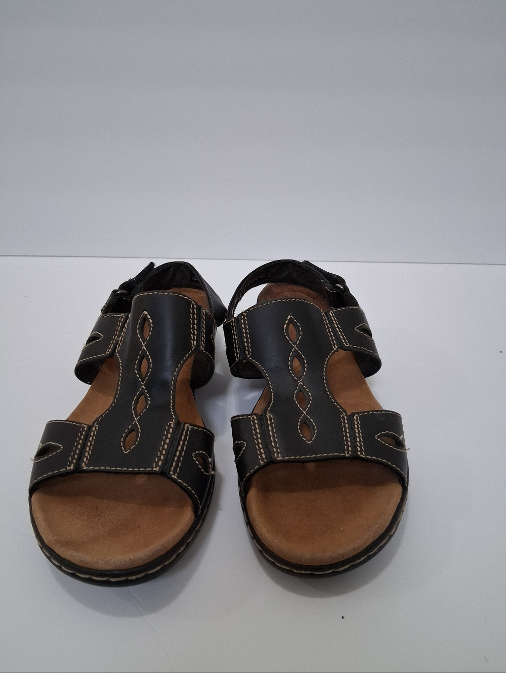 Women's Black  Clarks Leather Comfort Sandals